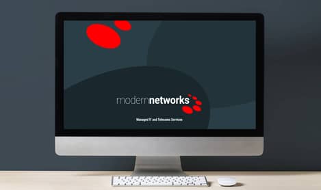 Computer screen showing Modern Networks Lock Screen