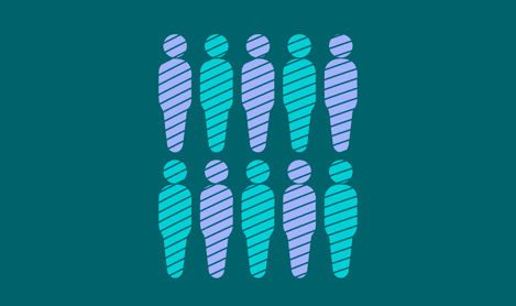 Population icon of 10 graphic people shapes