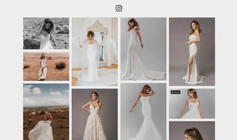 Website Instagram images section showing bridal dresses