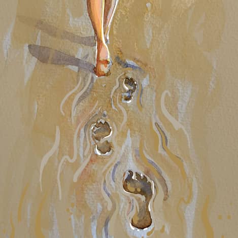 Illustration of footprints in sand