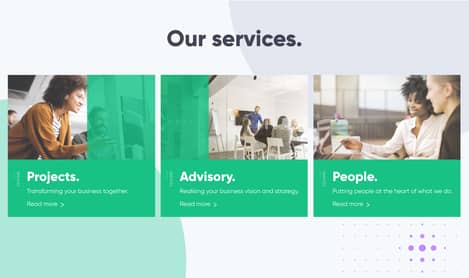 Our services section of homepage