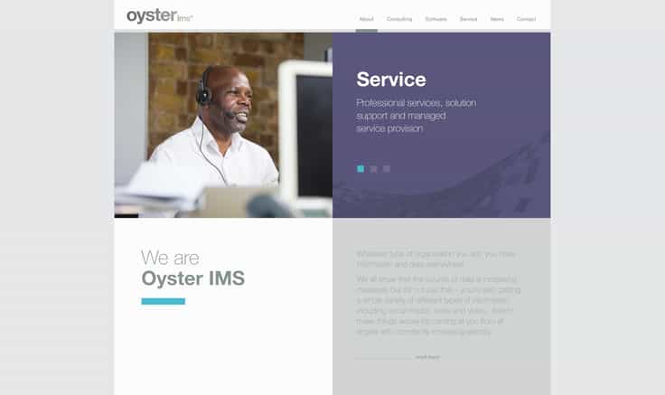 Website home page for Oyster IMS.