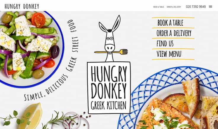 Hungry Donkey homepage restaurant website development