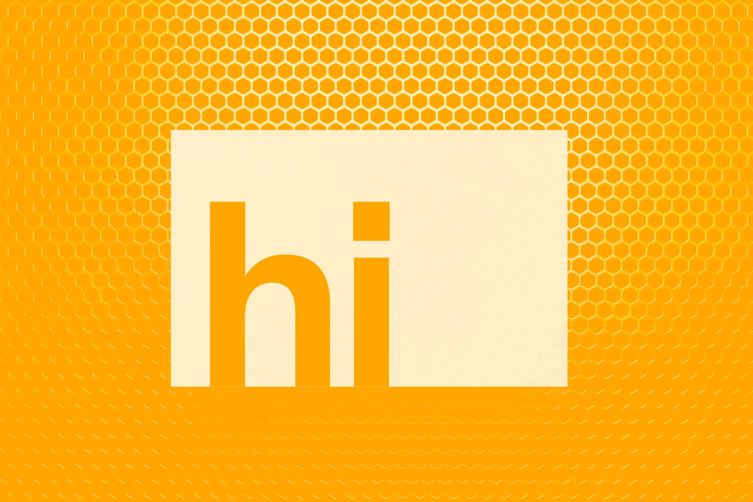 hi brand logo orange hexagonal pattern background