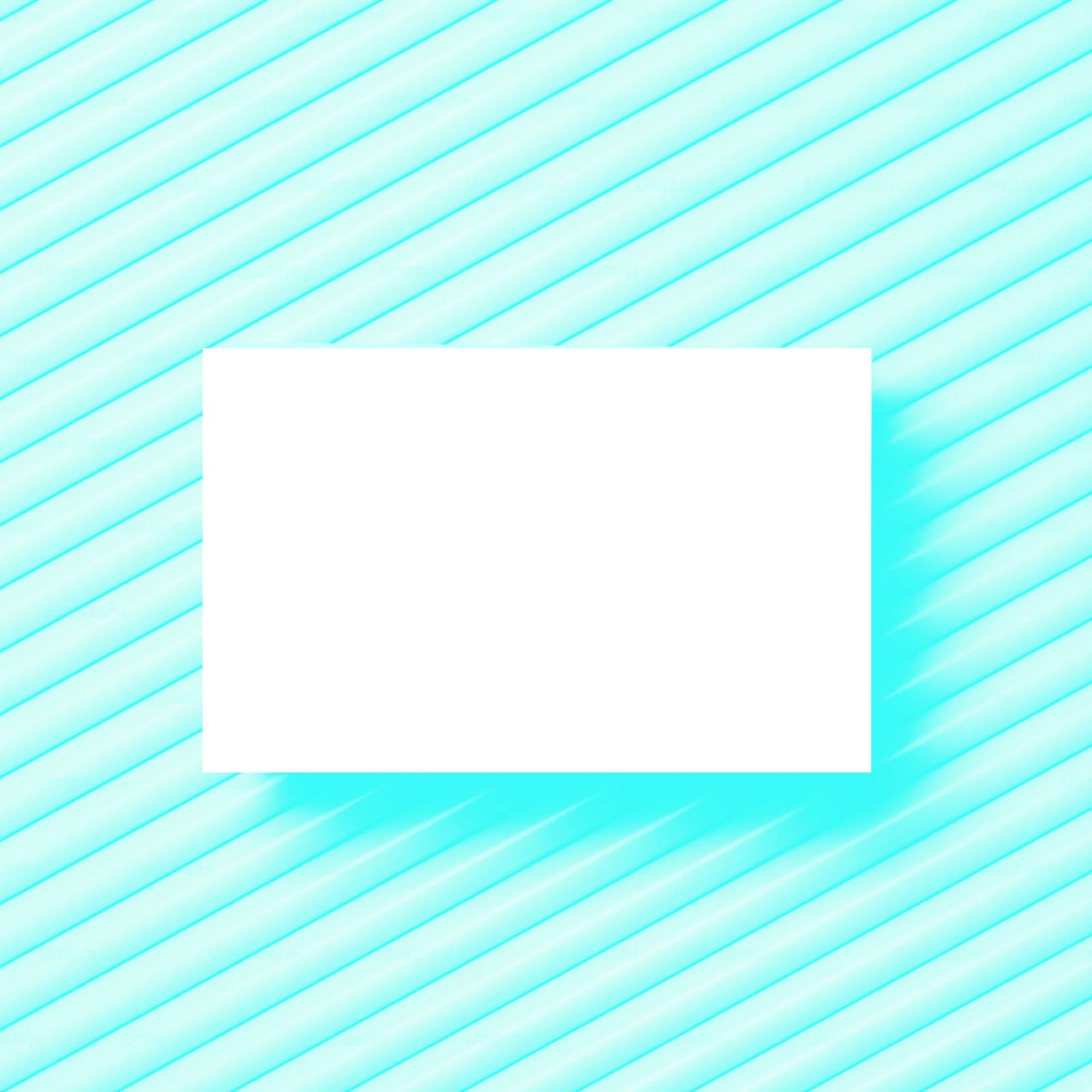 blank white business card teal diagonal striped background