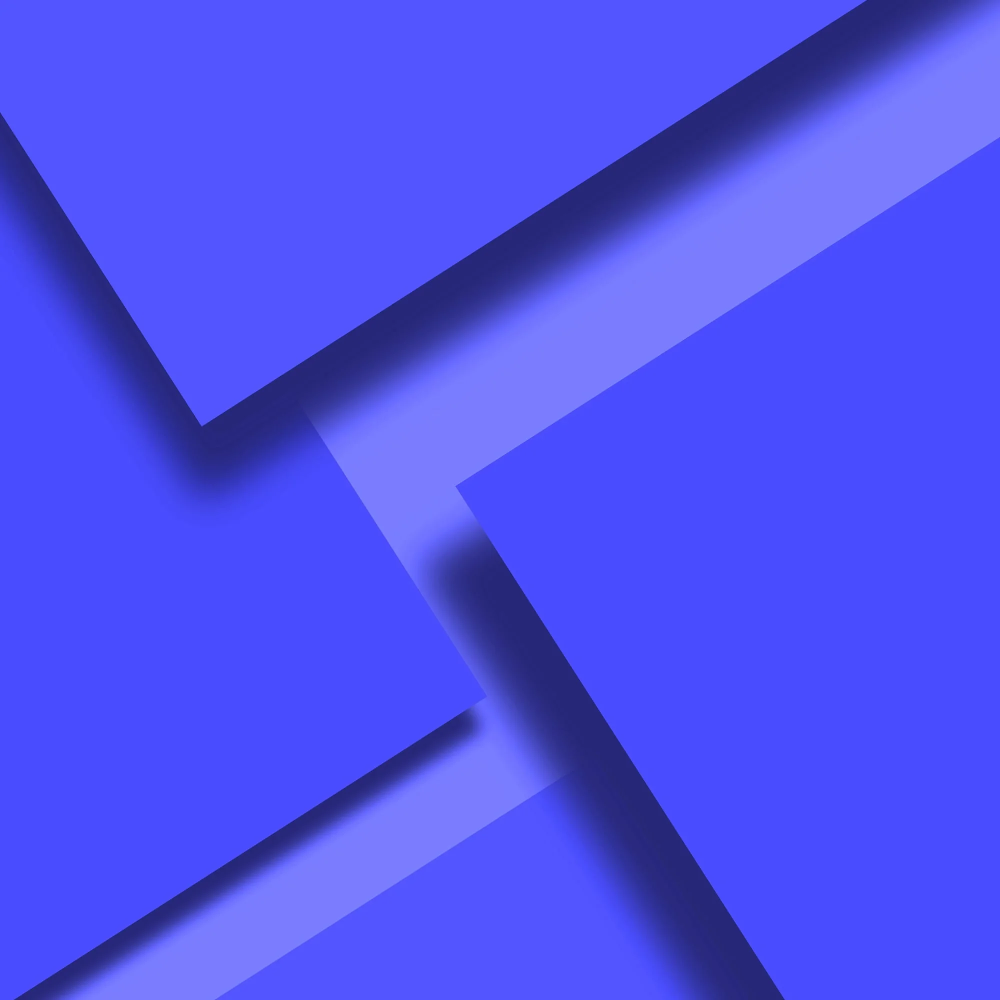 abstract overlapping blue geometric paper panels with diagonal shadows