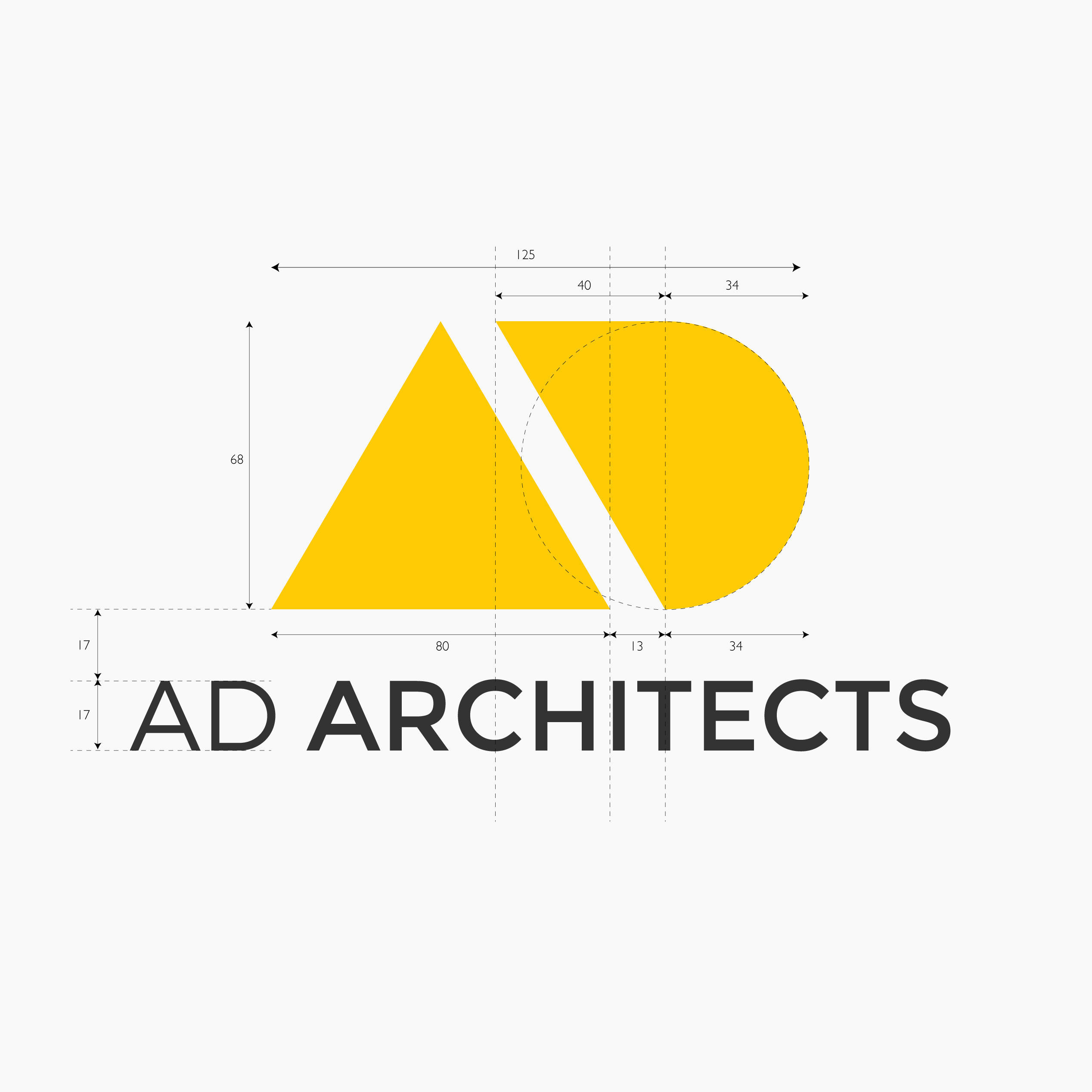 Ad Architects logo construction grid showing shape proportions