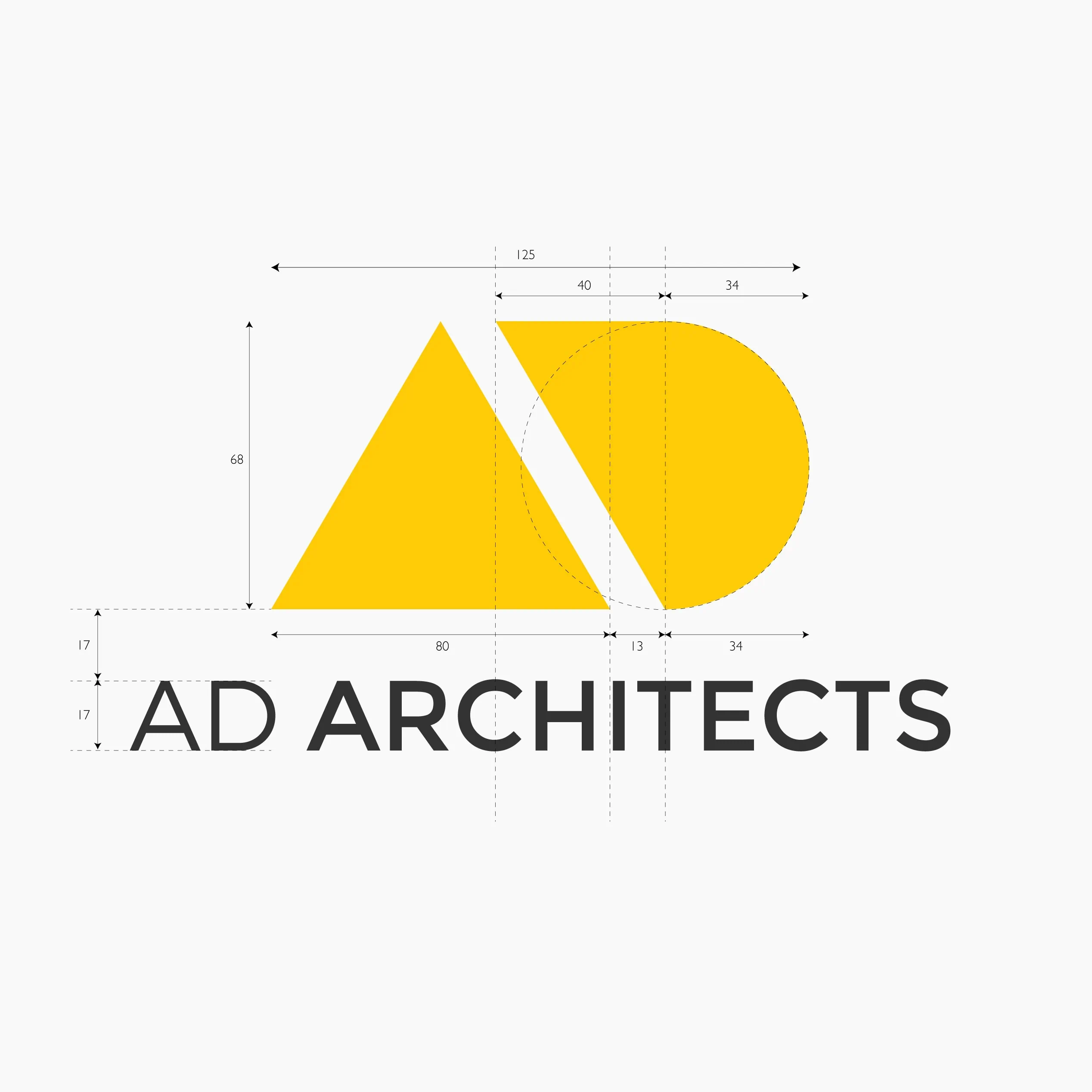 Ad Architects logo construction grid showing shape proportions