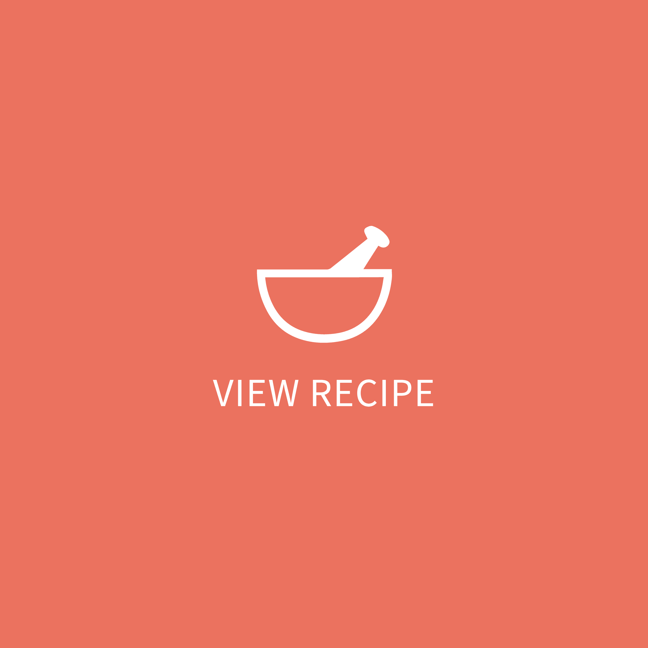 Coral “View recipe” tile with mortar and pestle icon