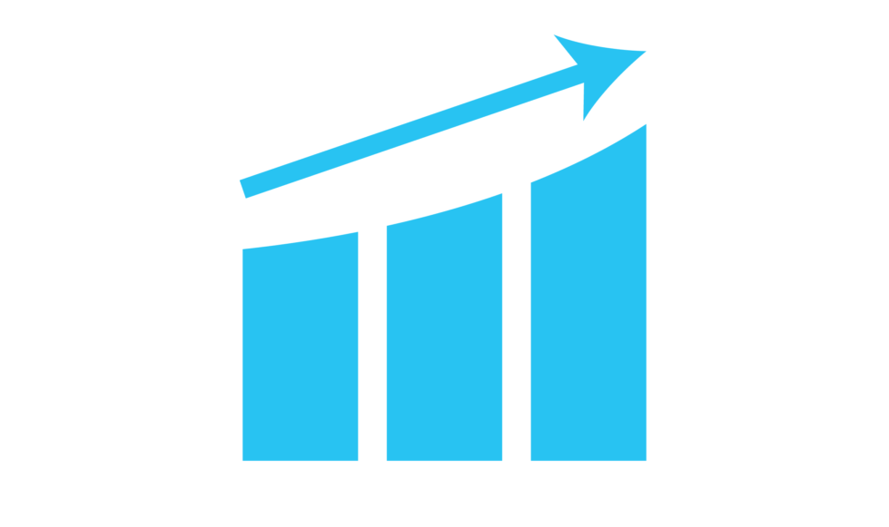 performance Blue graph icon with upward lift