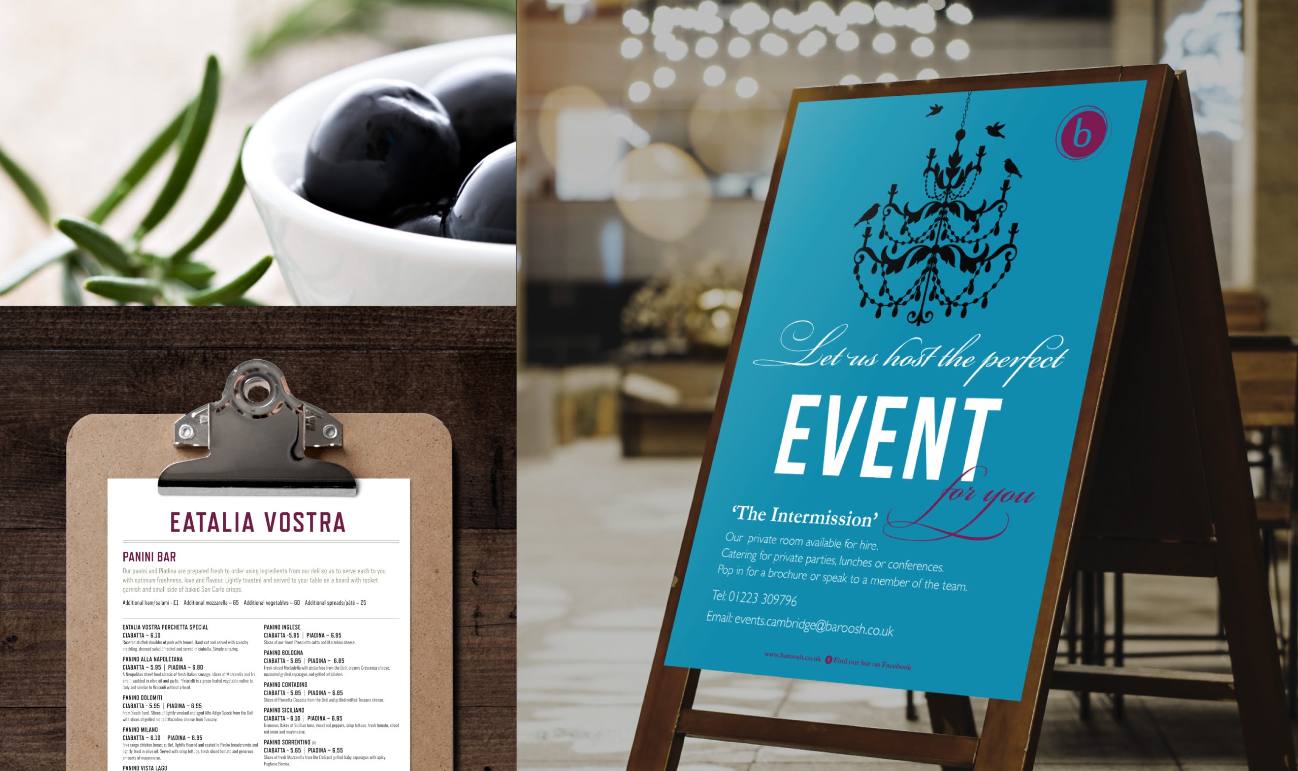 Examples of restaurant menus and posters