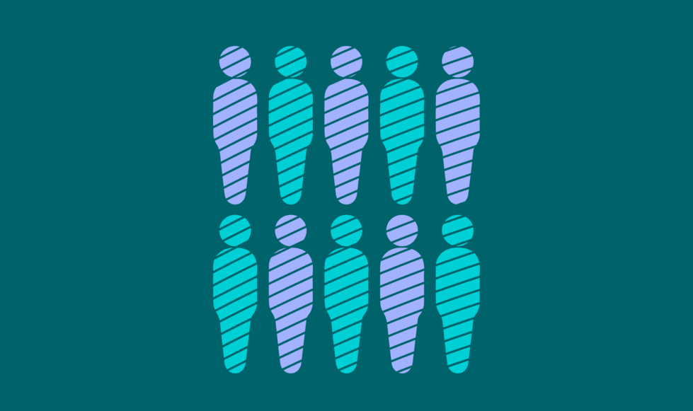 Population icon of 10 graphic people shapes