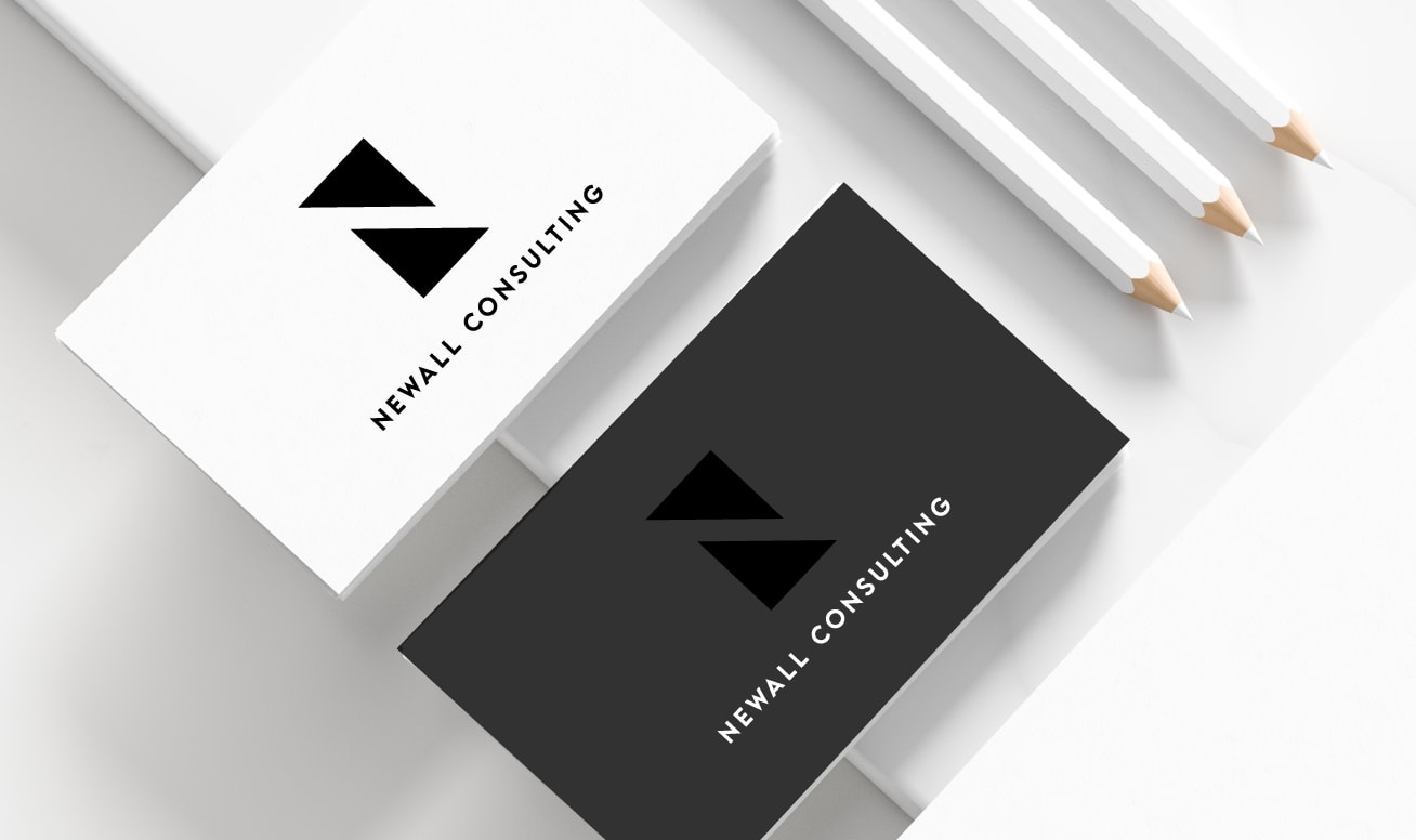 Newall brand identity on business cards