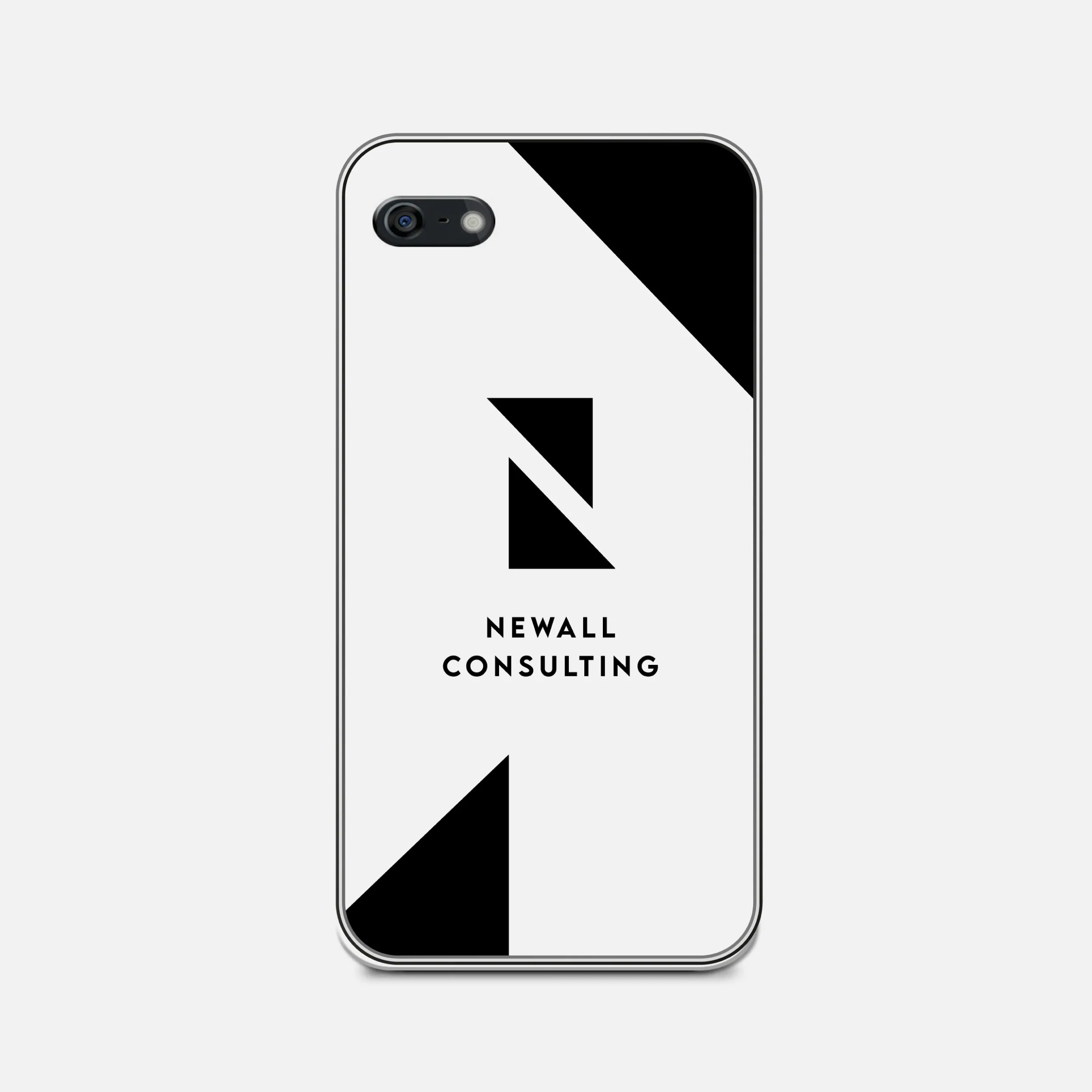 Newall Consulting branded phone case design in black and white