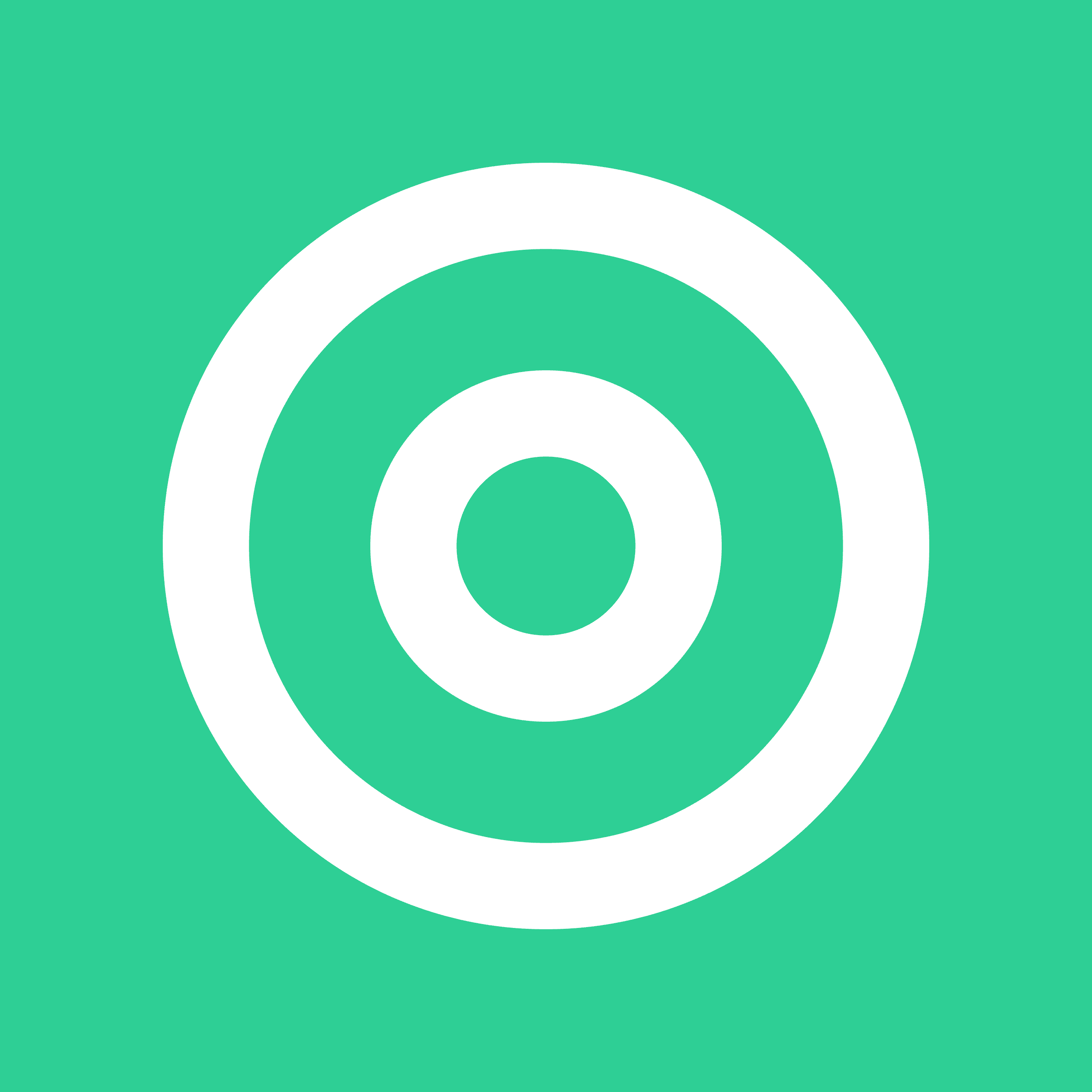Green and white concentric circle target graphic from the r10 visual identity