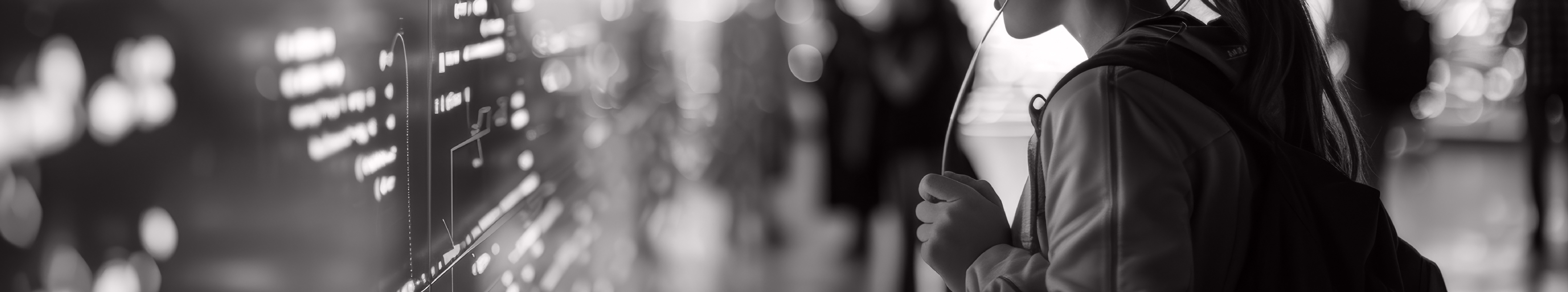 Woman looking at a digital presentation screen