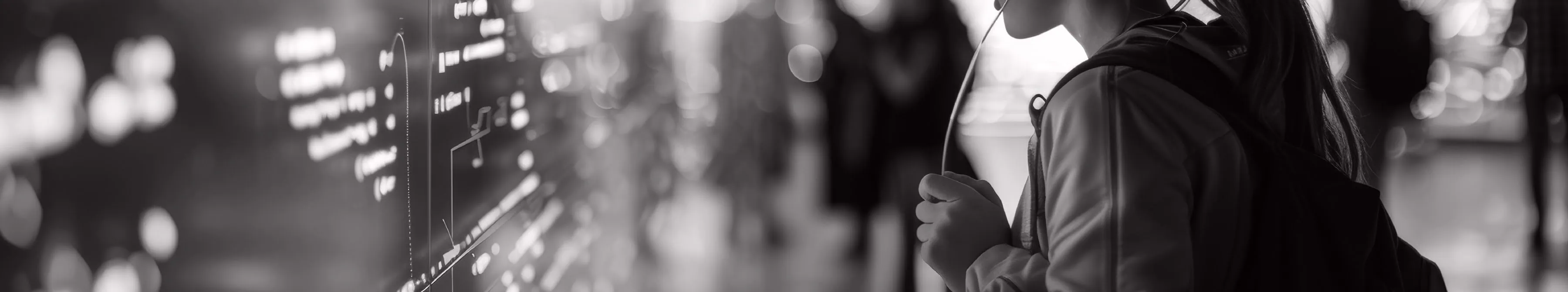 Woman looking at a digital presentation screen