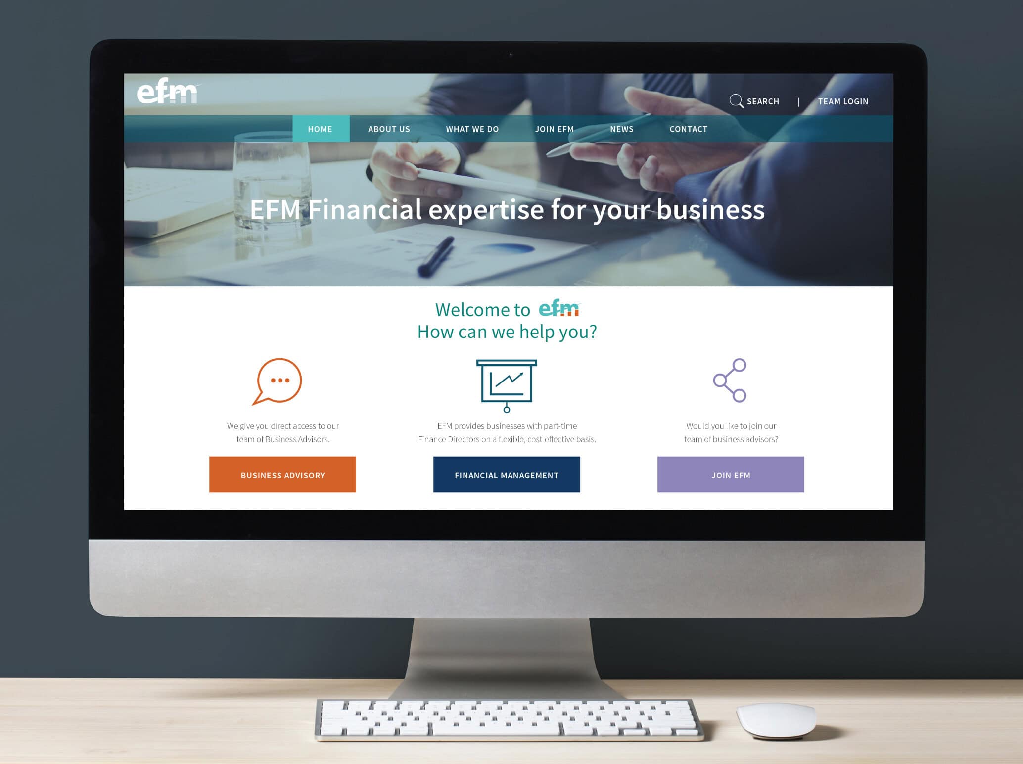 EFM website on desktop computer