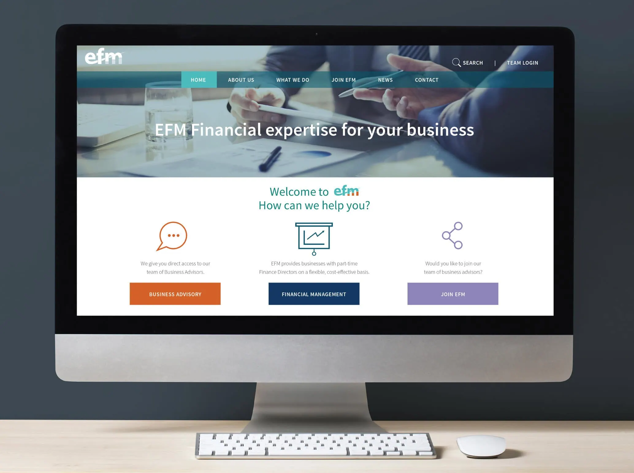 EFM website on desktop computer