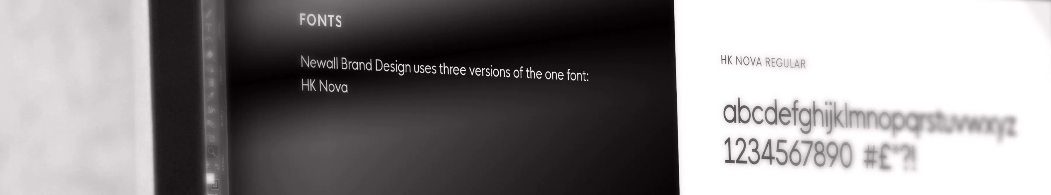 Close-up shot of a computer screen show a fonts page of brand guidelines.