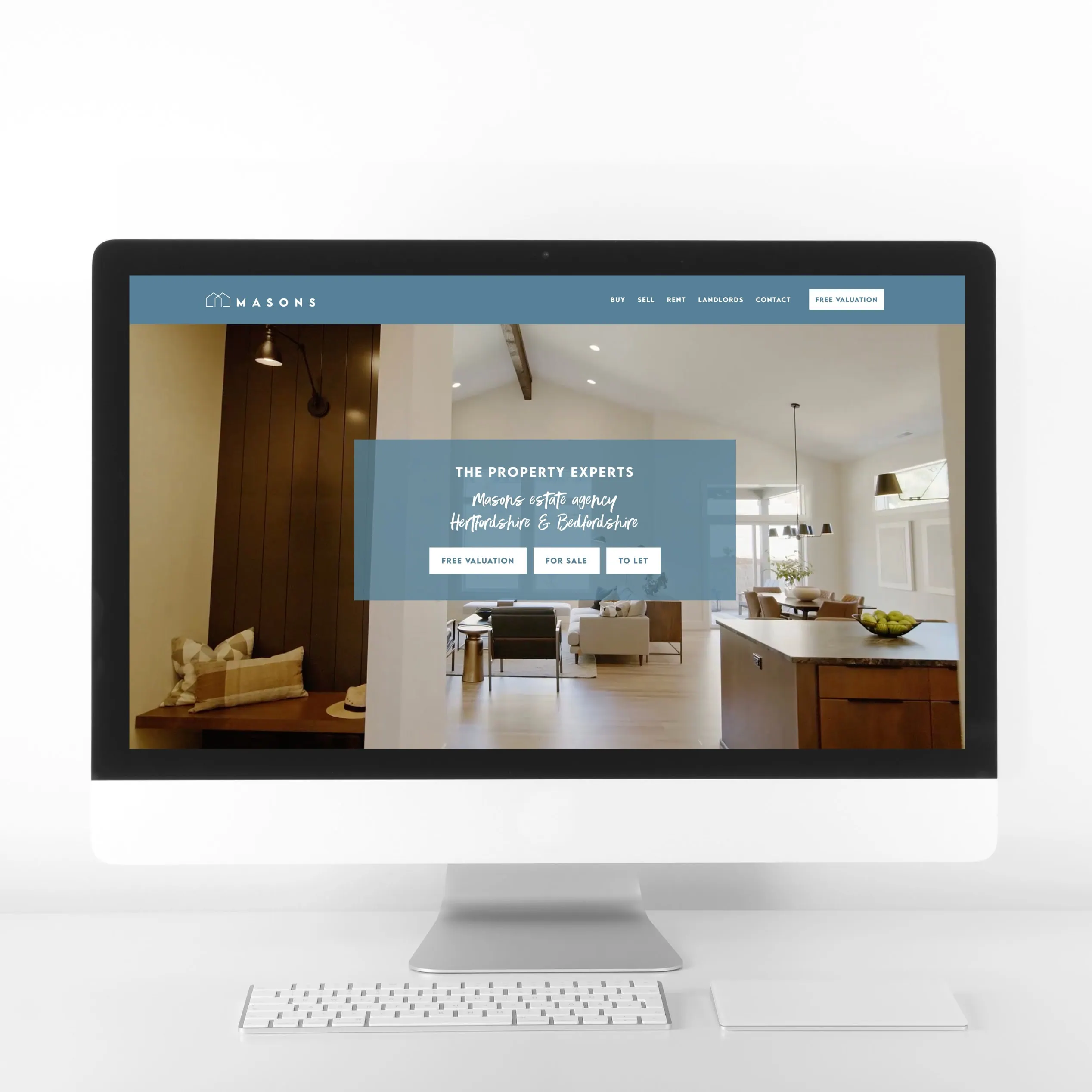 Elegant real estate website design showcasing property expertise and services.