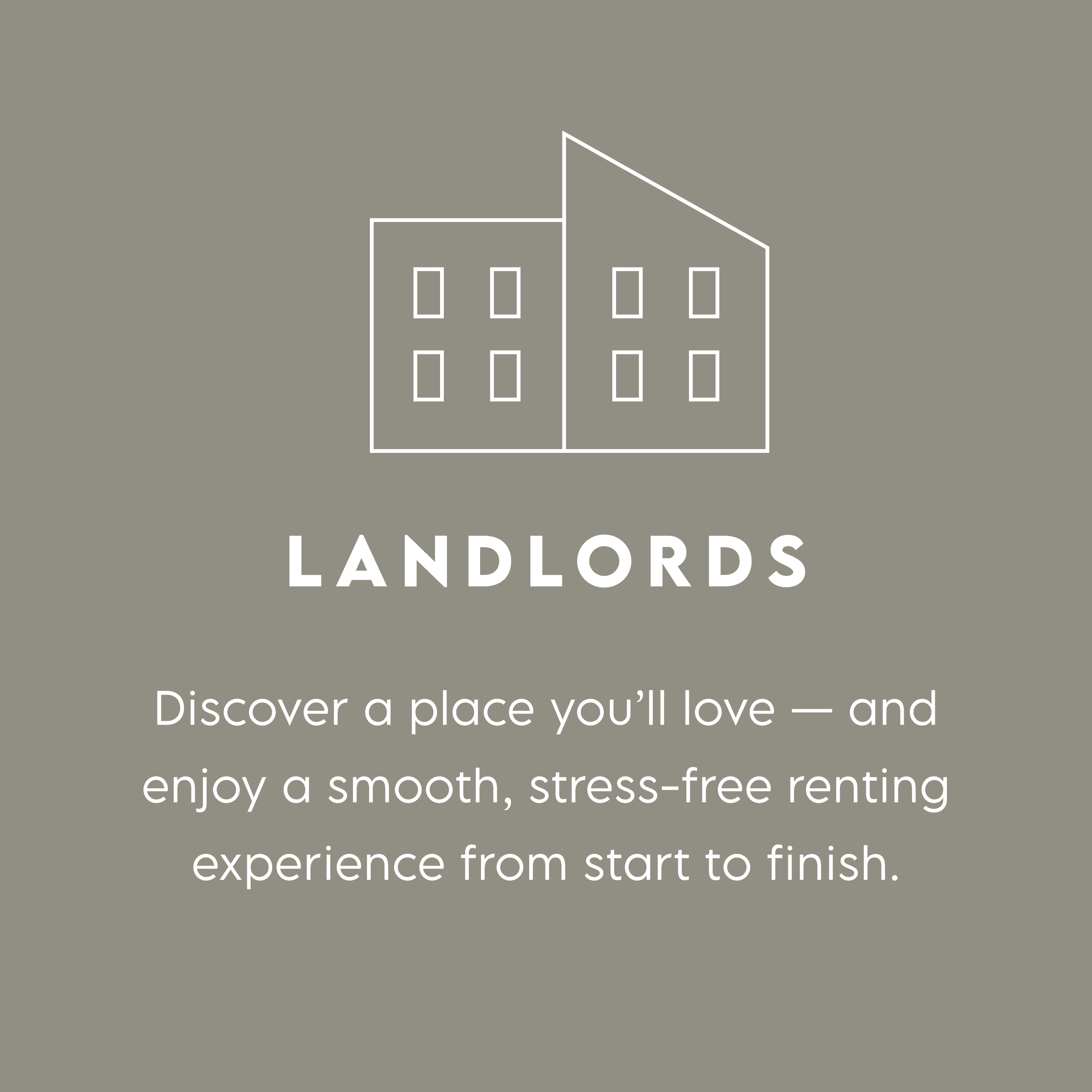 Mason's Property branded 'Landlords' service tile with building icon